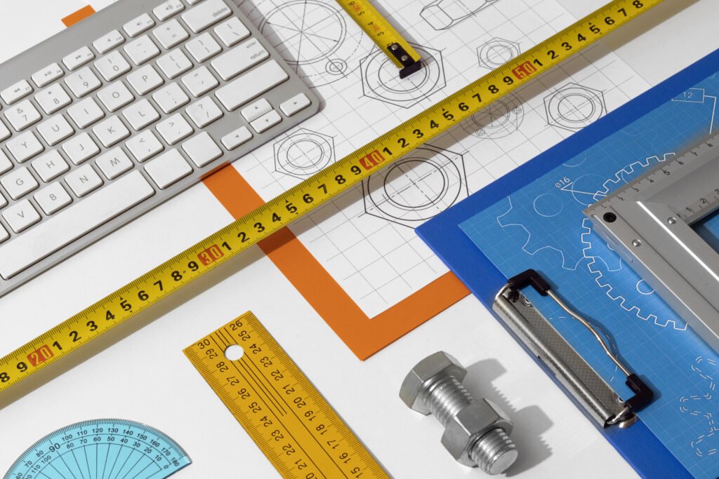 top-view-measuring-tools-still-life Instrumentos Medición